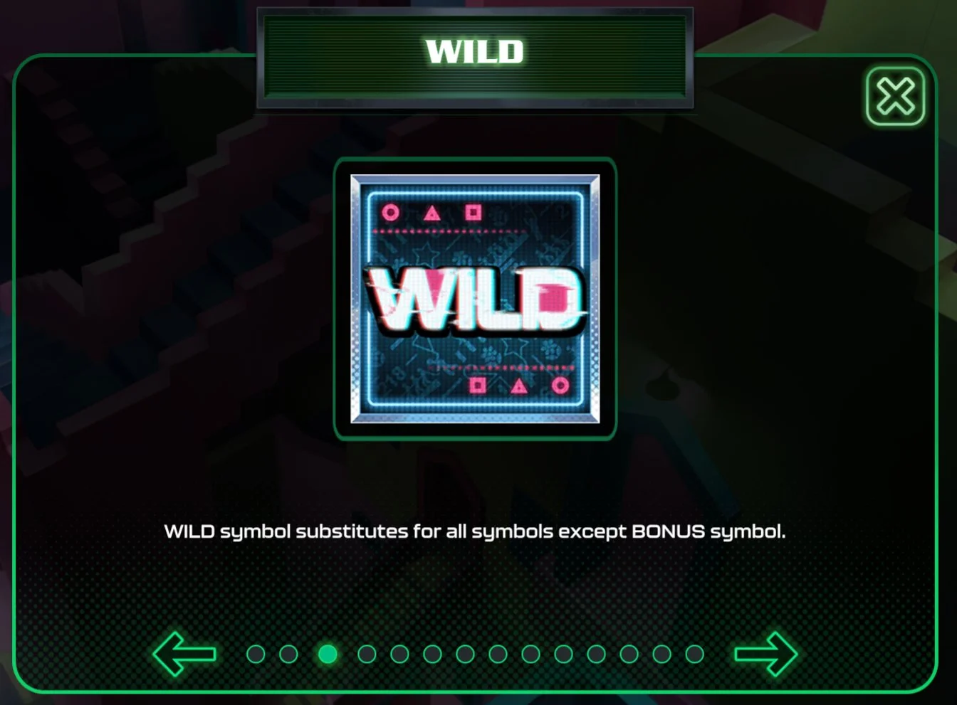 Wild symbol substitutes for all regular pay symbols. Five Wilds pay 60×